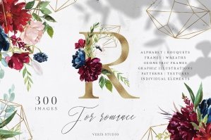 R For Romance - Massive Alphabet Floral Design Set