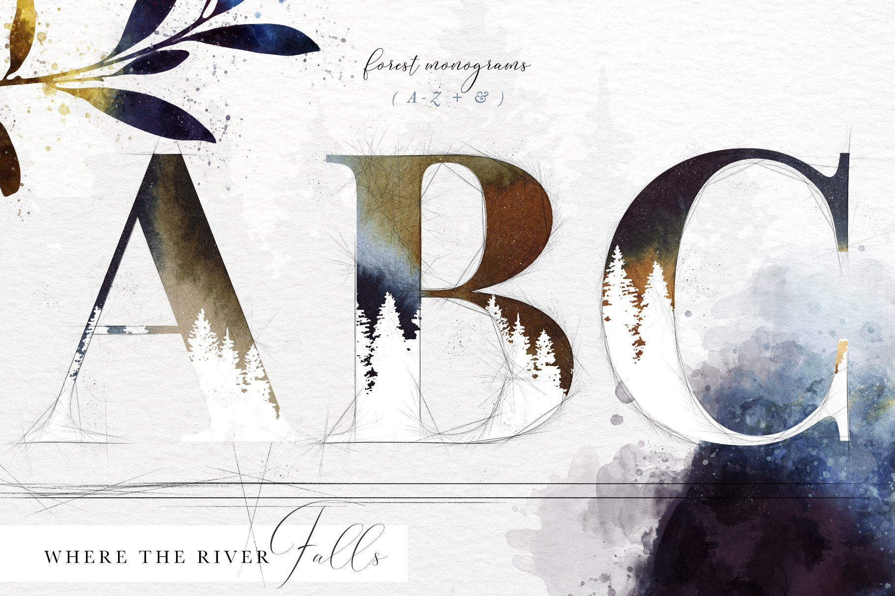 River Falls Forest Watercolor Collection
