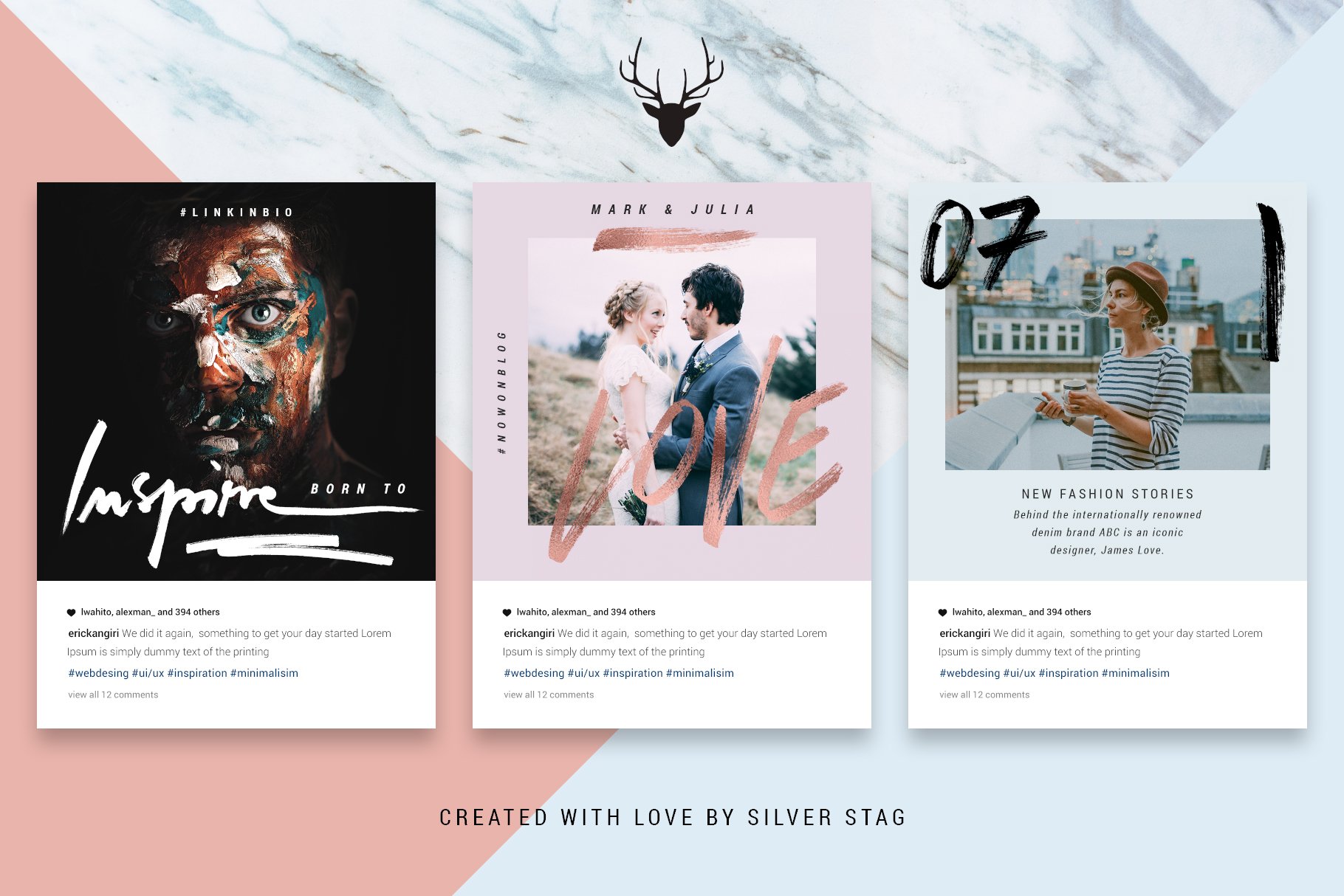 Rose Gold Hand-Drawn Instagram Post Templates