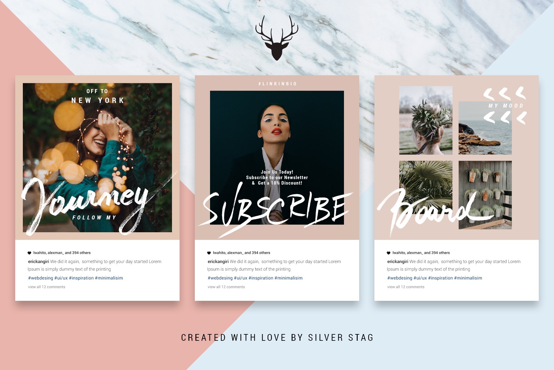 Rose Gold Hand-Drawn Instagram Post Templates
