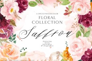 Saffron - Spiced Watercolor Floral Set