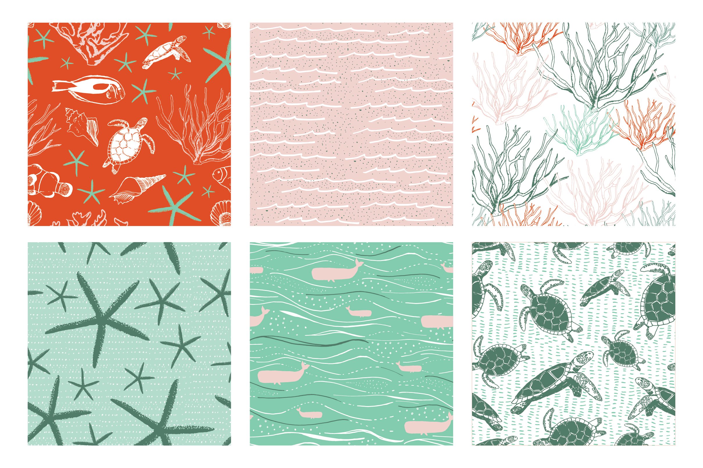 Sea Life Seamless Patterns