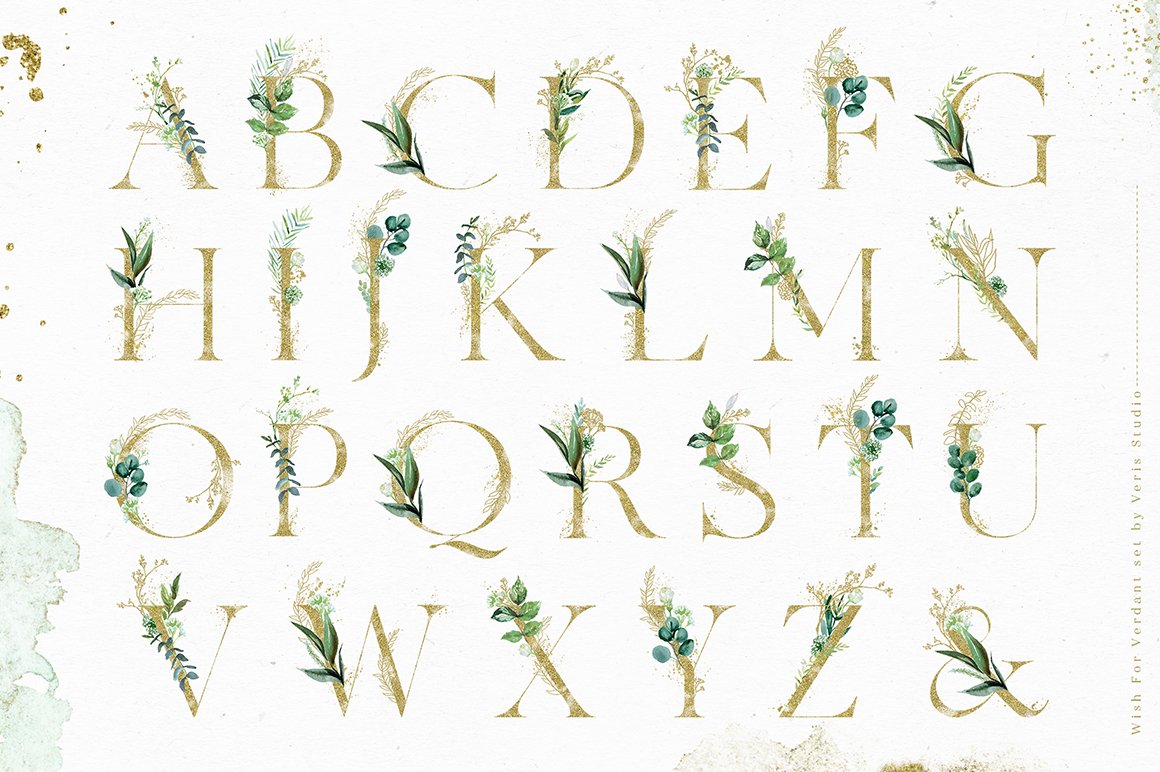 Wish For Verdant - Alphabet Floral Design Set