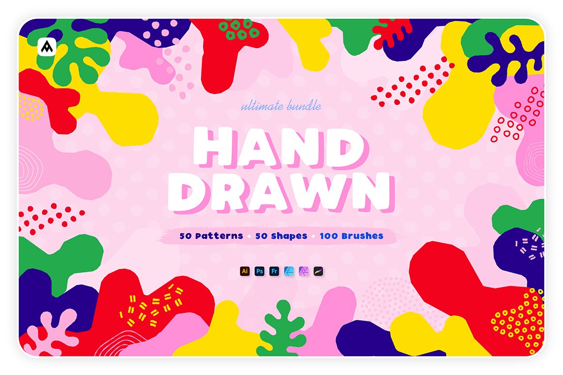100 Hand-drawn Seamless Patterns and Shapes