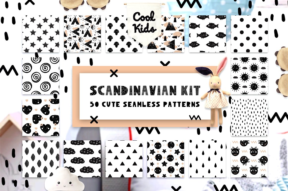 50 Scandinavian Seamless Patterns
