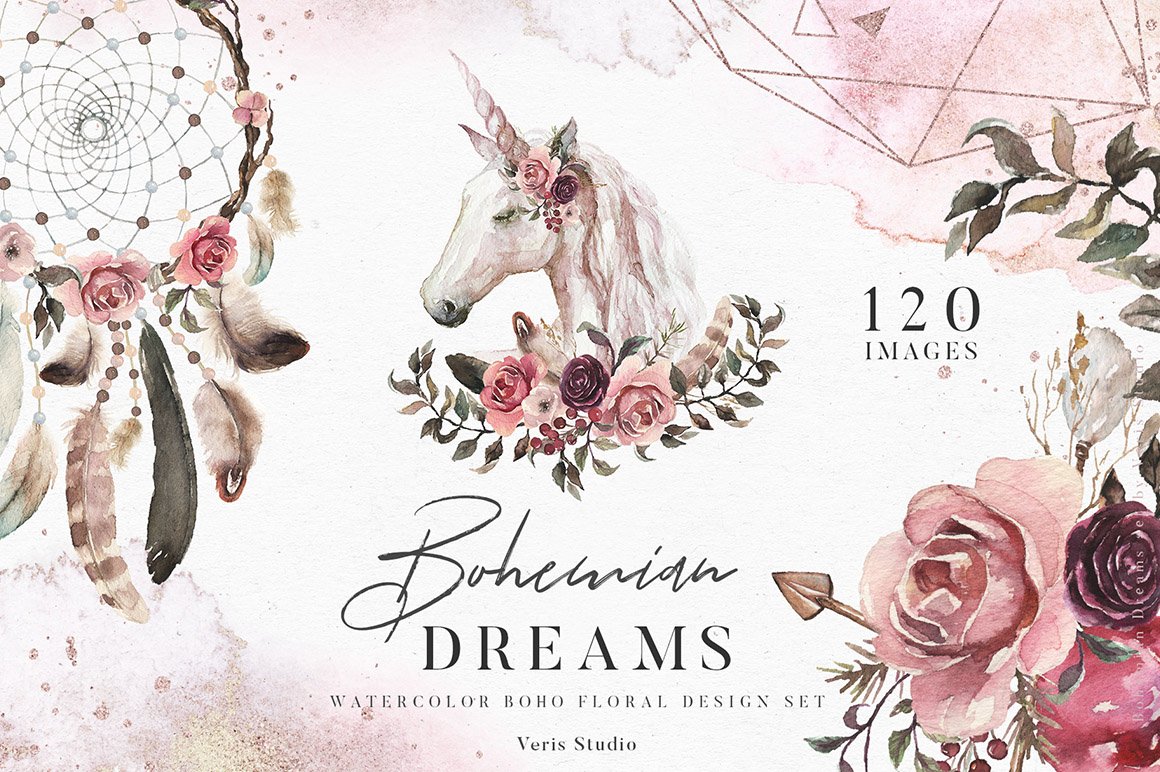 Bohemian Dreams - Floral Boho Design Set
