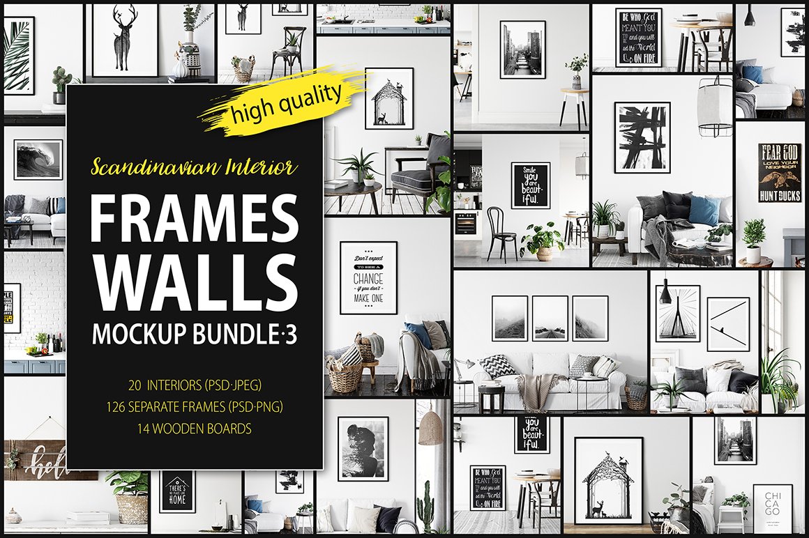 Frames & Walls Scandinavian Mockup Bundle - 3