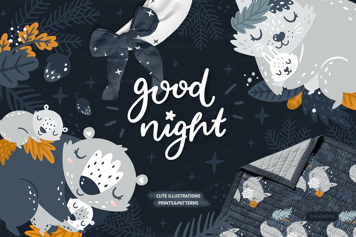 Good Night - Sleeping Forest Animals - Design Cuts