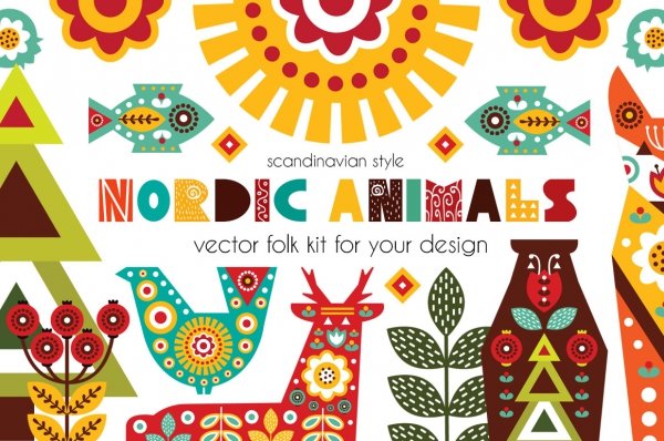 Nordic Fable Scandinavian Folk Art Graphics - Design Cuts