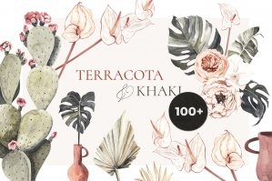 Terracota and Khaki Boho Tropical Set