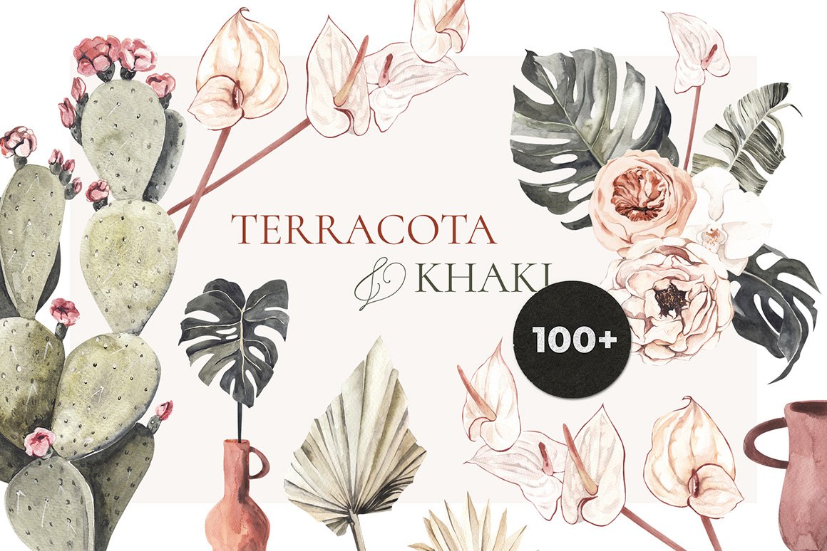 Terracota and-Khaki Boho Tropical Set