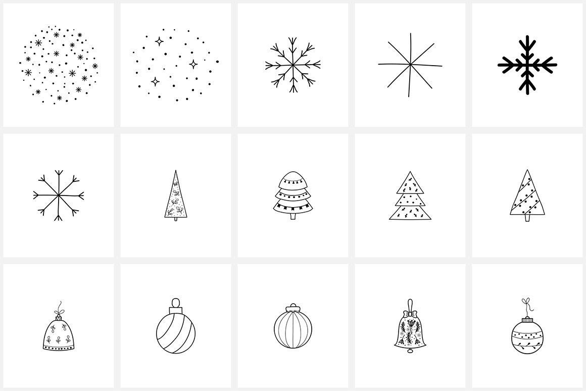 100 Hand Drawn Christmas Elements