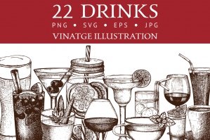 22 Vintage Drinks Illustration