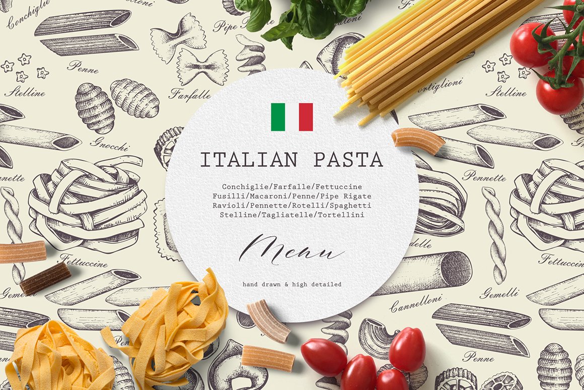 Hand Drawn Italian Pasta Set - Design Cuts