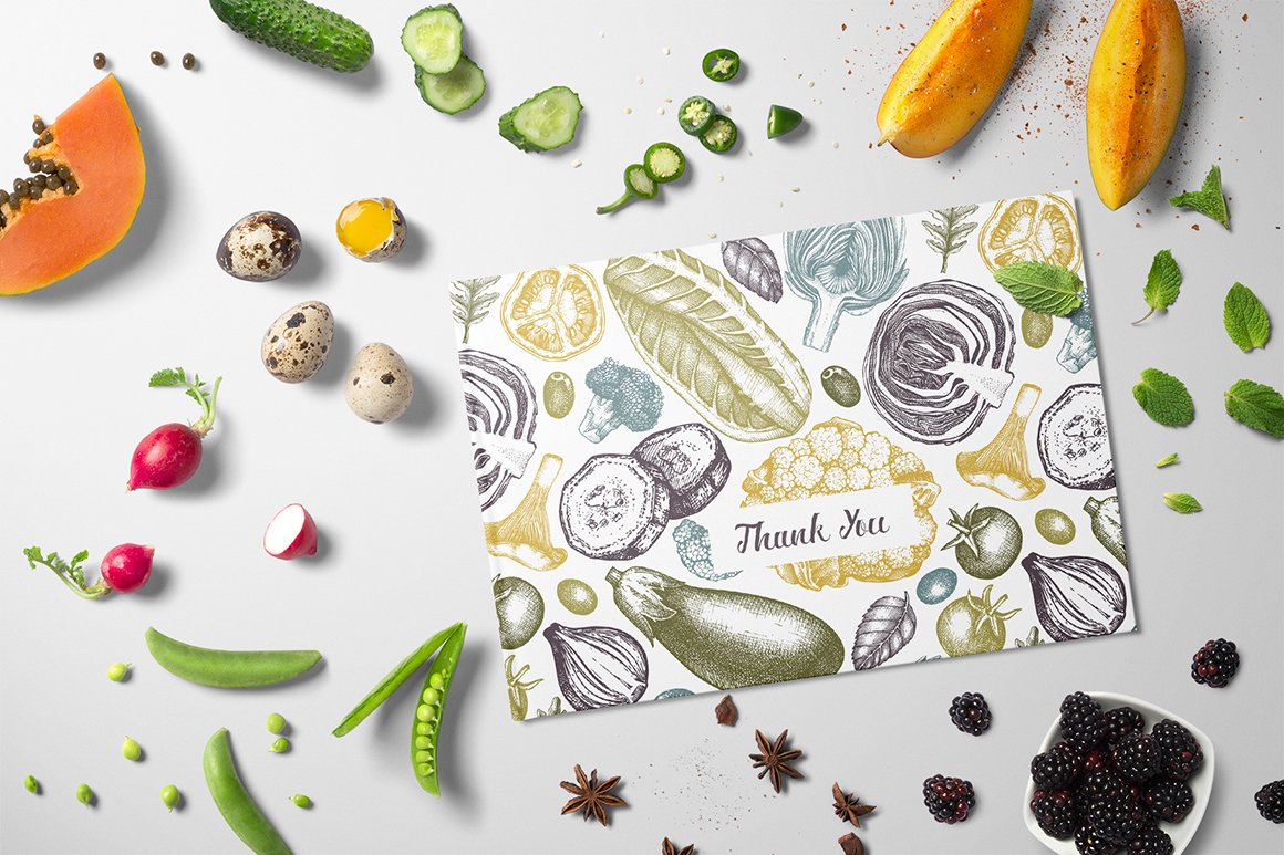 Hand Drawn Vegetables & Spices Set