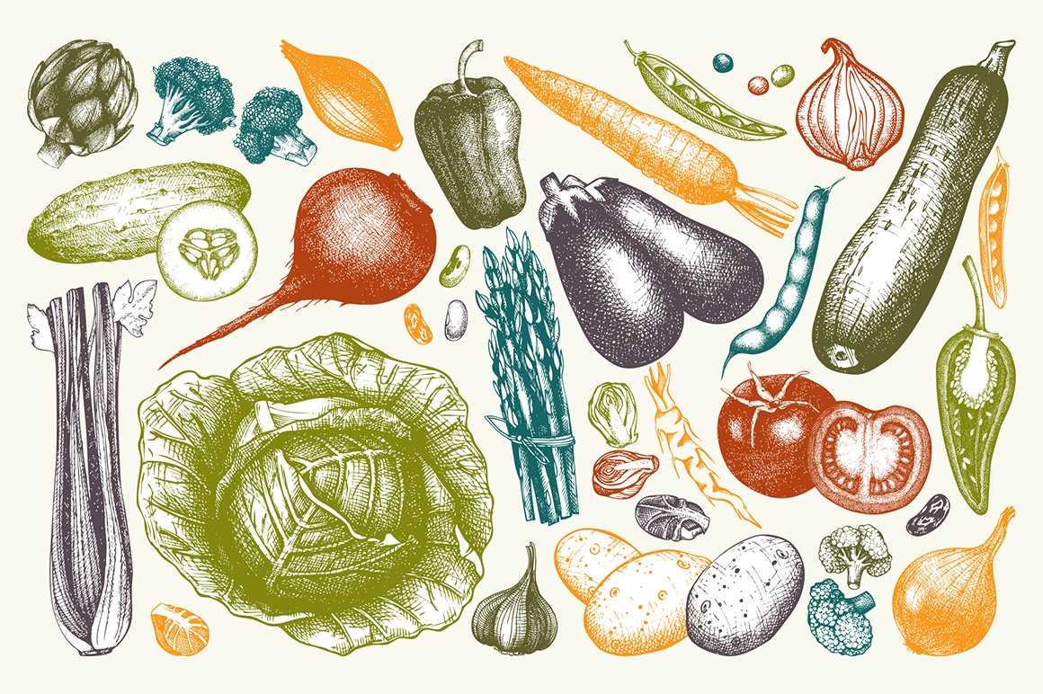 Hand Drawn Vegetables Collection