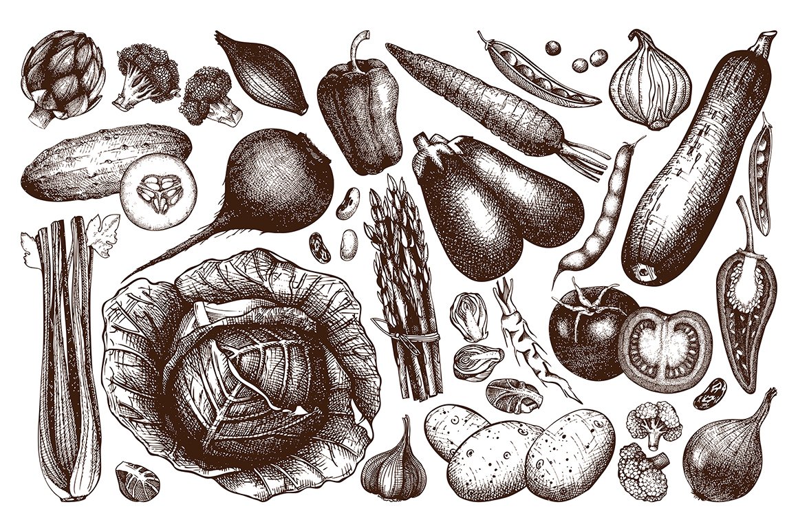Hand Drawn Vegetables Collection