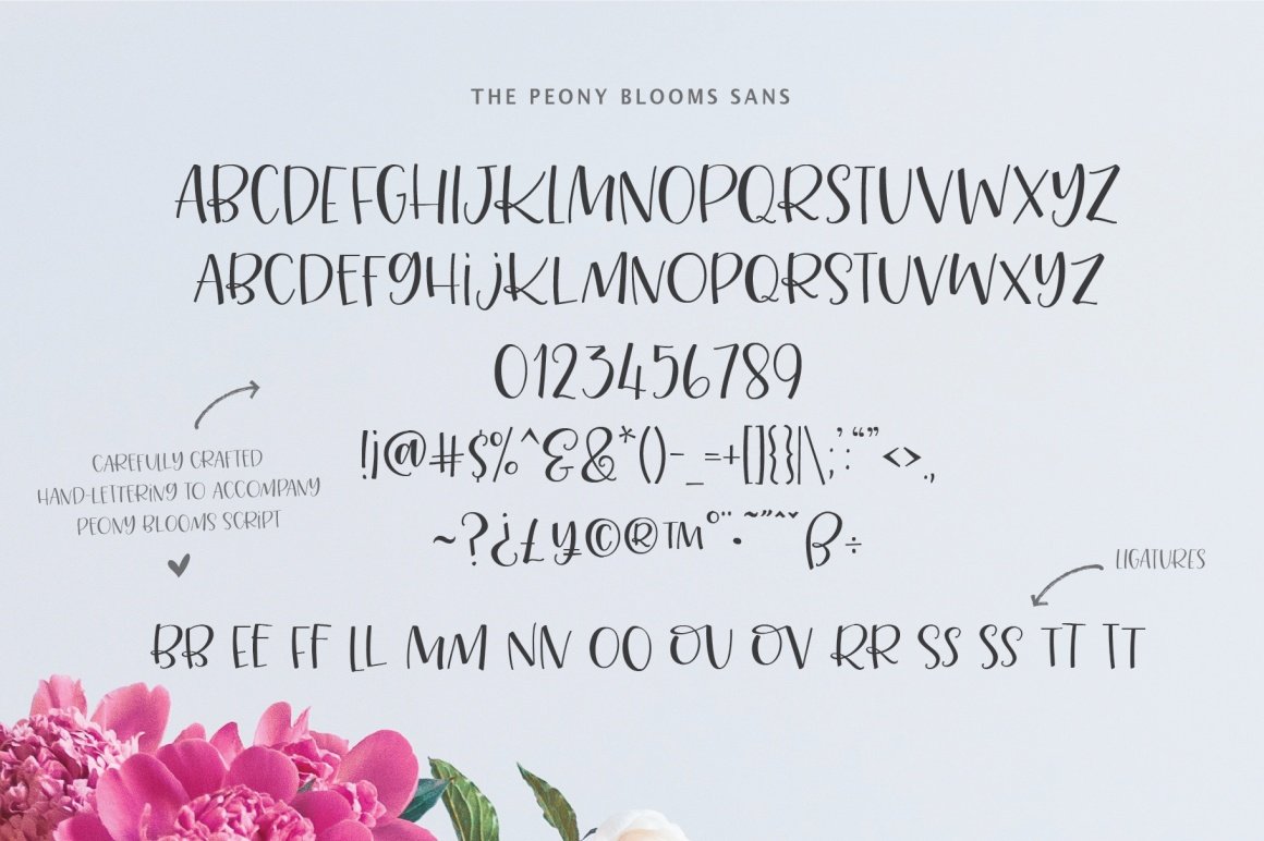 Peony Blooms Font Duo