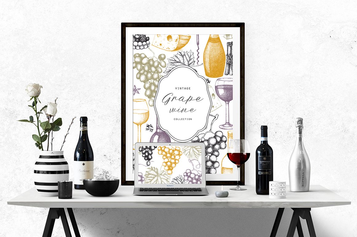 Red & White Wine Illustrations Set