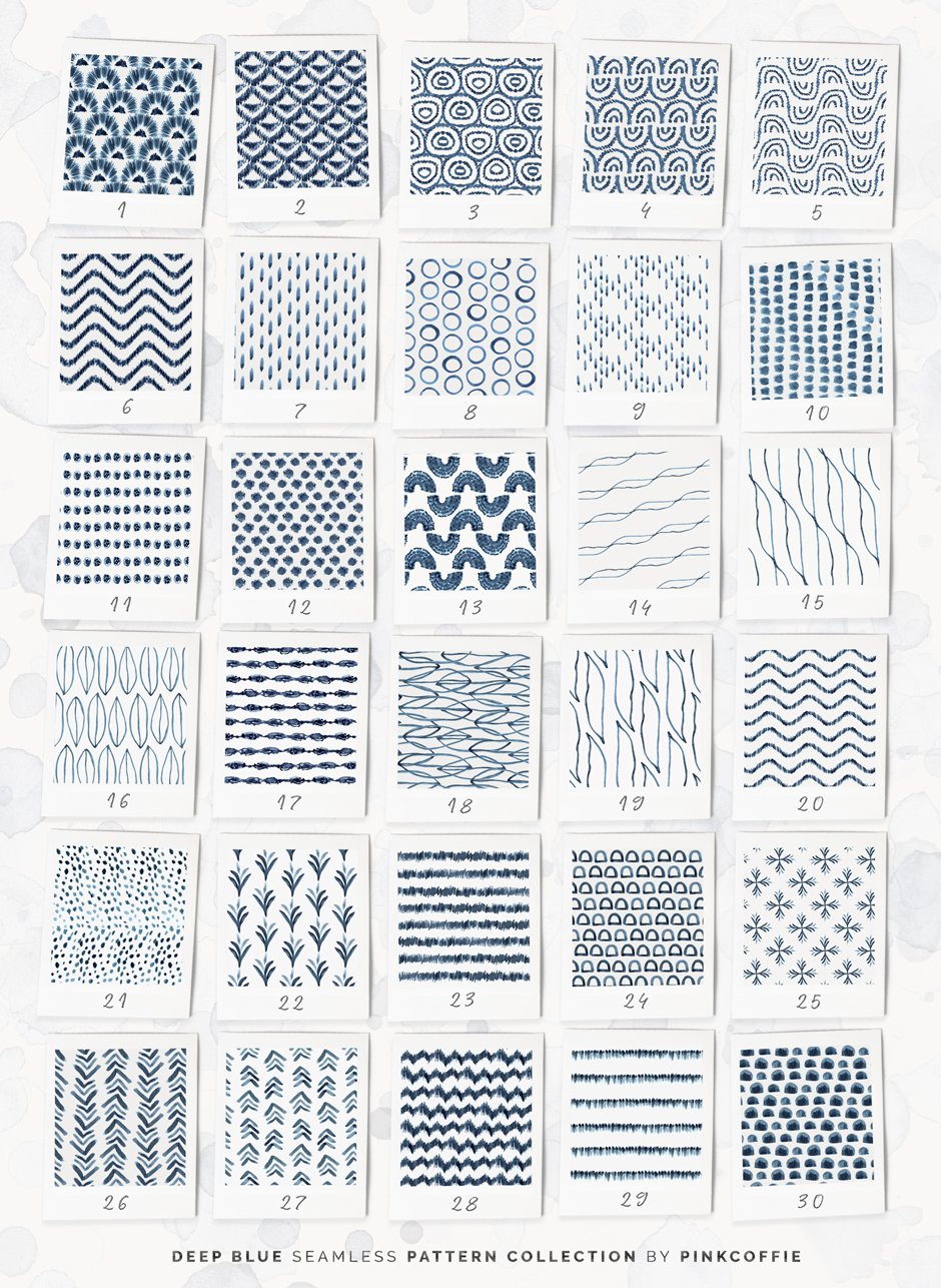 Deep Blue Seamless Pattern Collection
