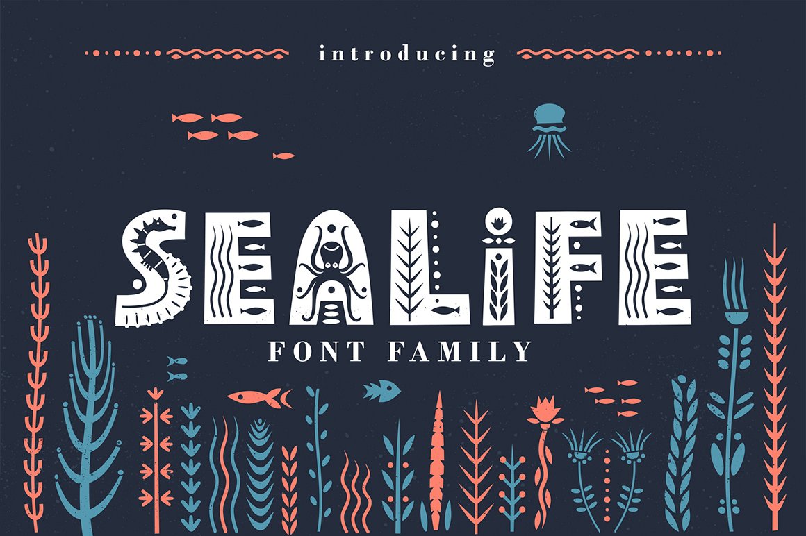 Sealife Decorative Font Family - Design Cuts