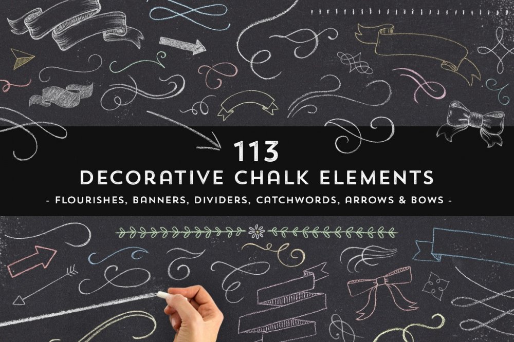 113 Decorative Chalk Elements - Design Cuts
