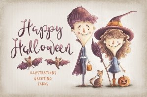 Kids Halloween Characters And Elements