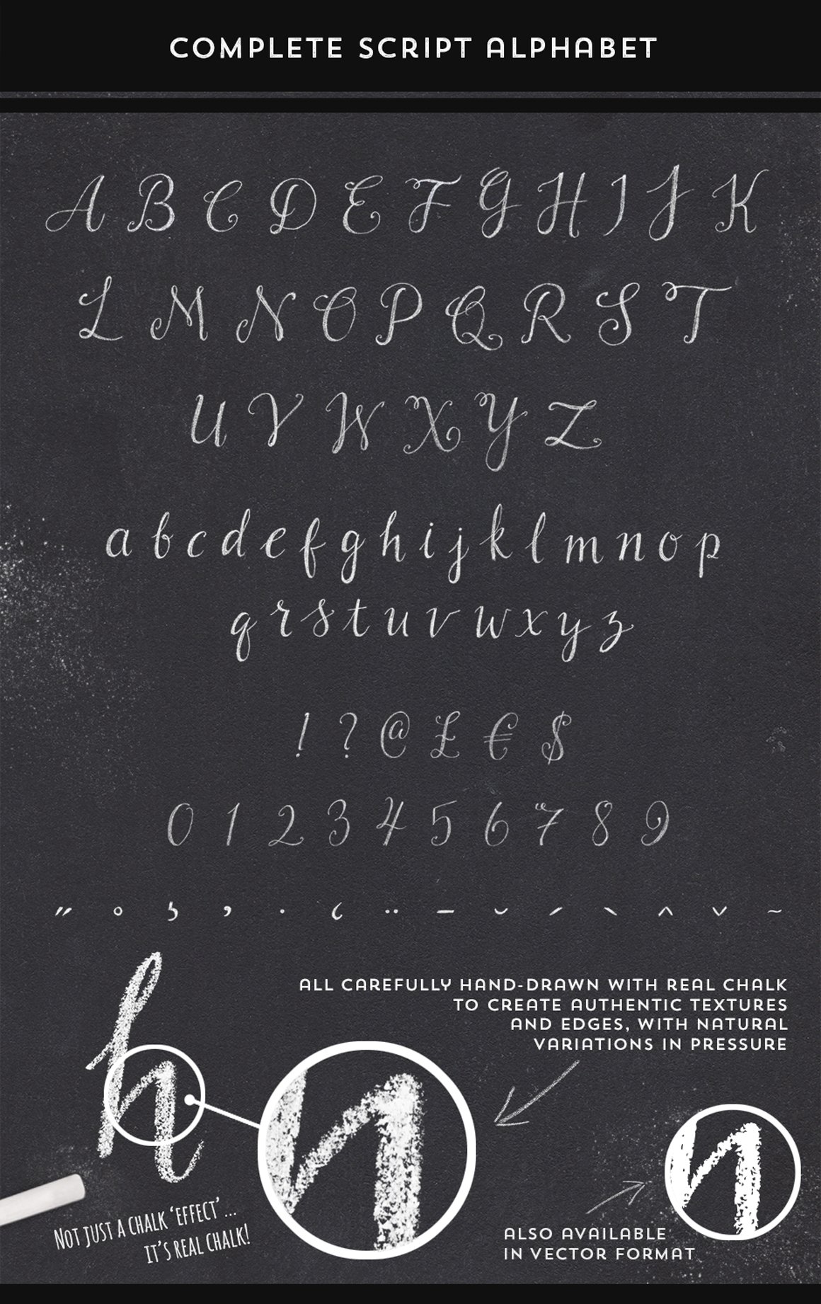 Hand-Drawn Chalk Script Alphabet
