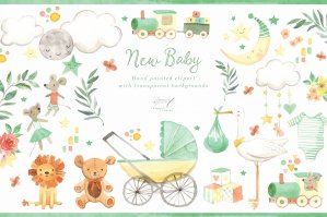 New Baby Watercolour Graphics Set