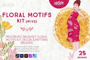 Procreate Brushes Floral Motifs Kit No.1-V2