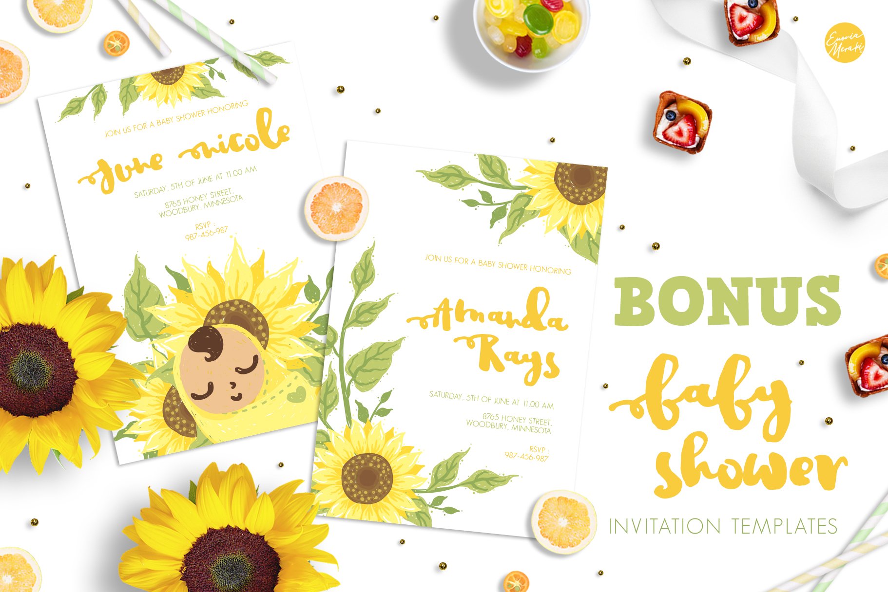 Sunflower Baby Shower With Invitation Templates
