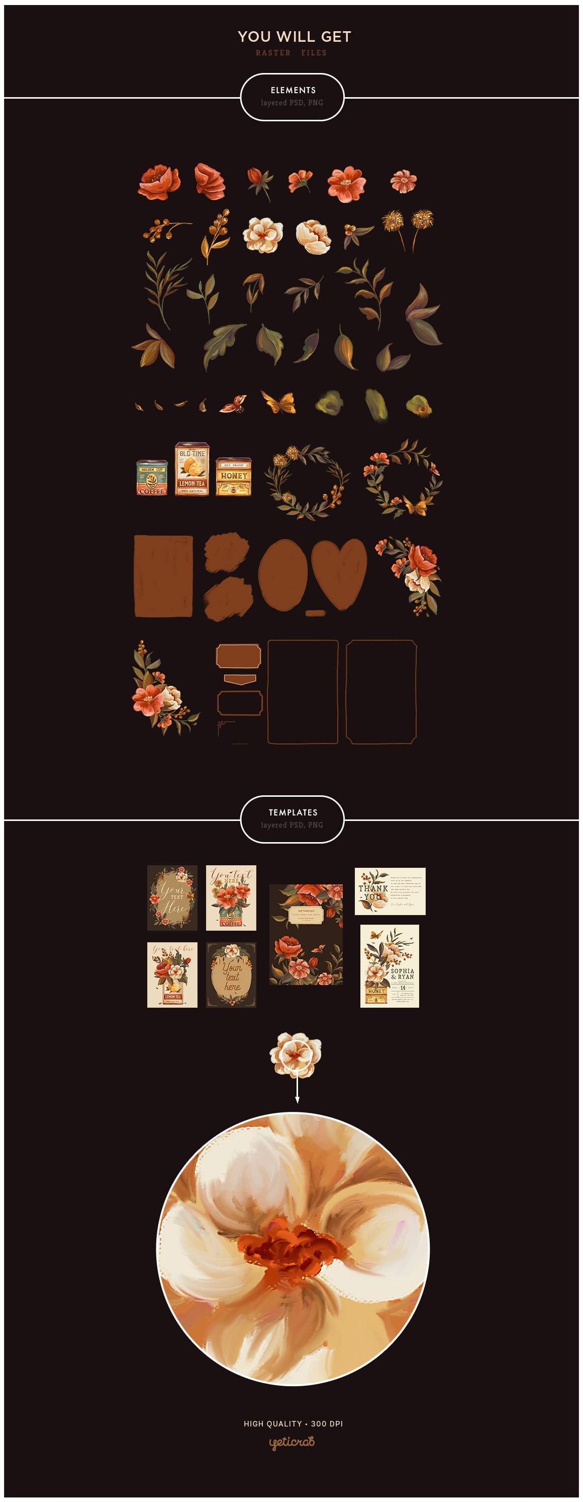 Vintage Tins & Flowers Graphic Set