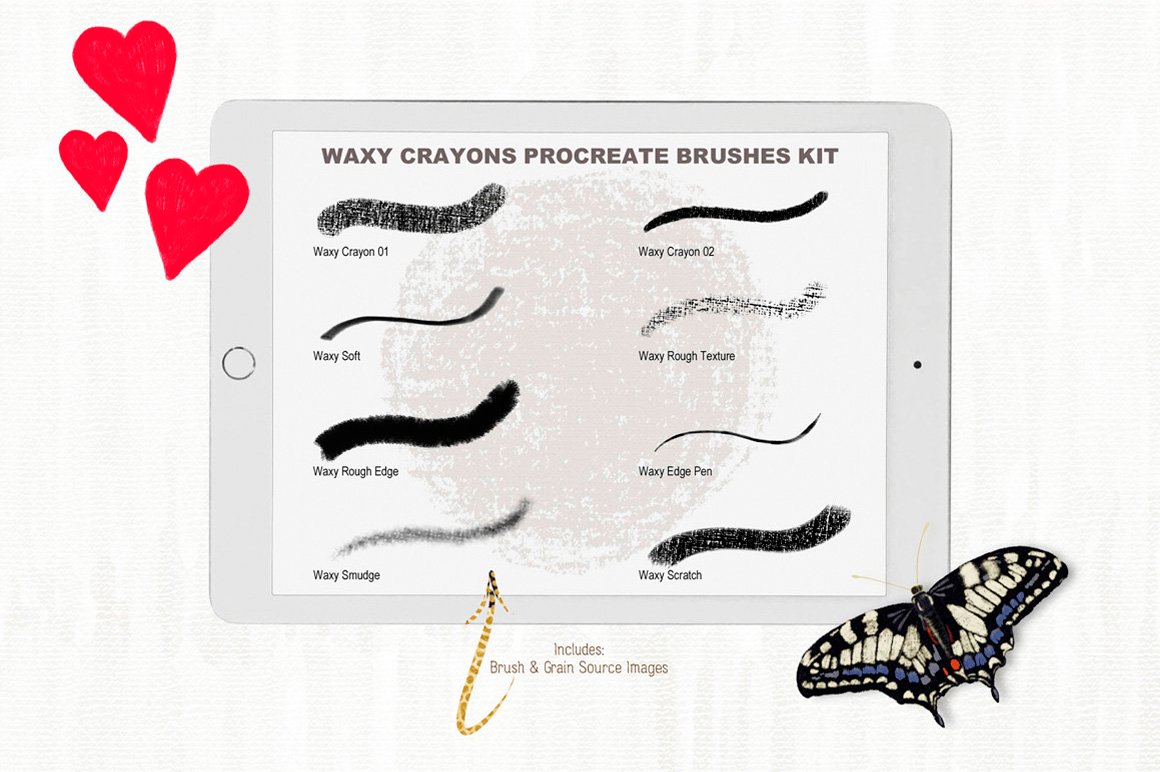 Waxy Crayons Procreate Brushes & Color Palette Kit