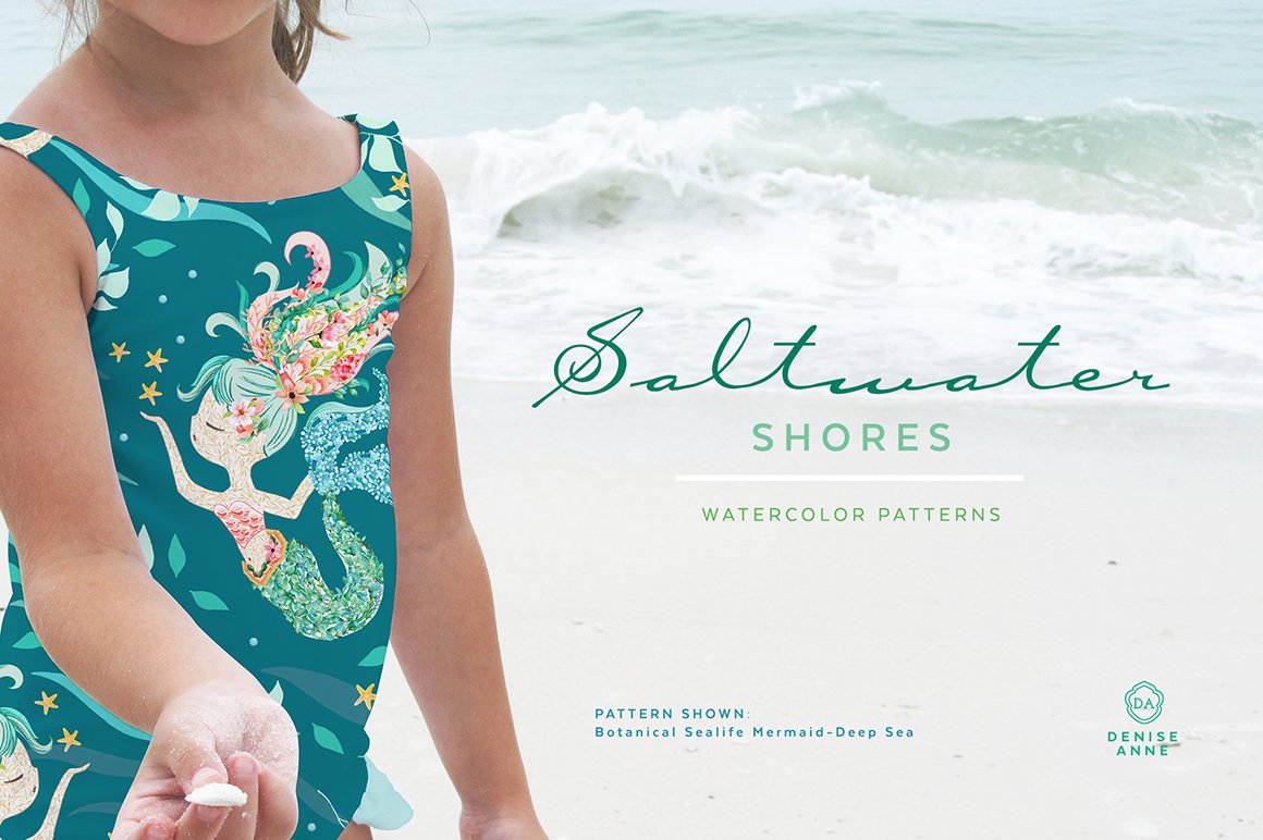 Saltwater Shores Mermaid Floral Pattern Collection