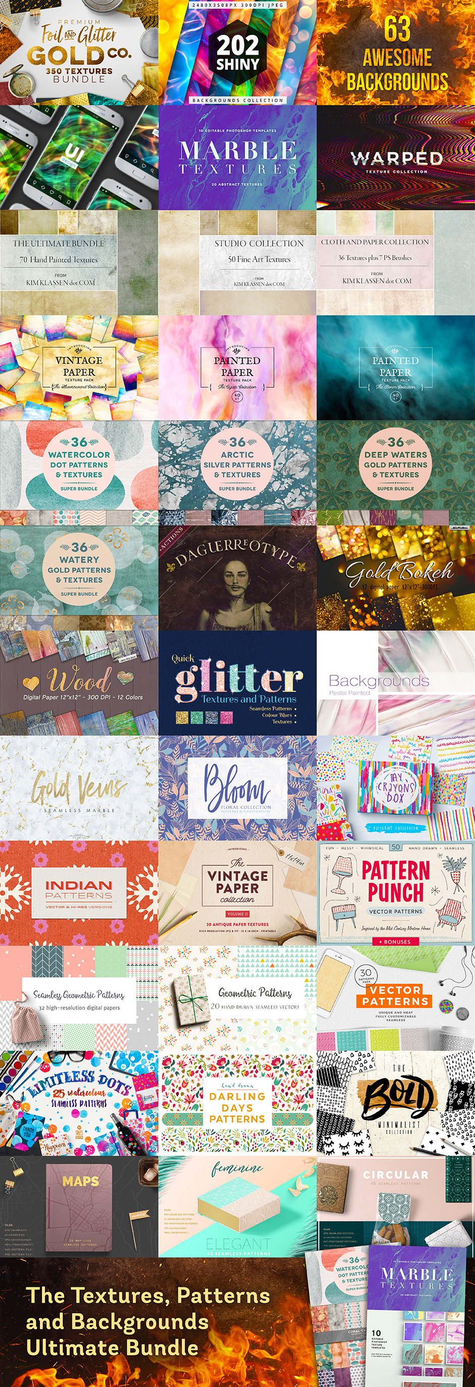 The Textures, Patterns and Backgrounds Ultimate Bundle