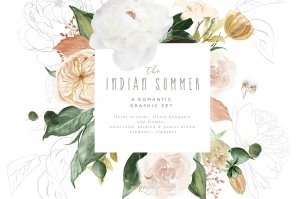 The Indian Summer - Watercolor Autumn Graphic Set