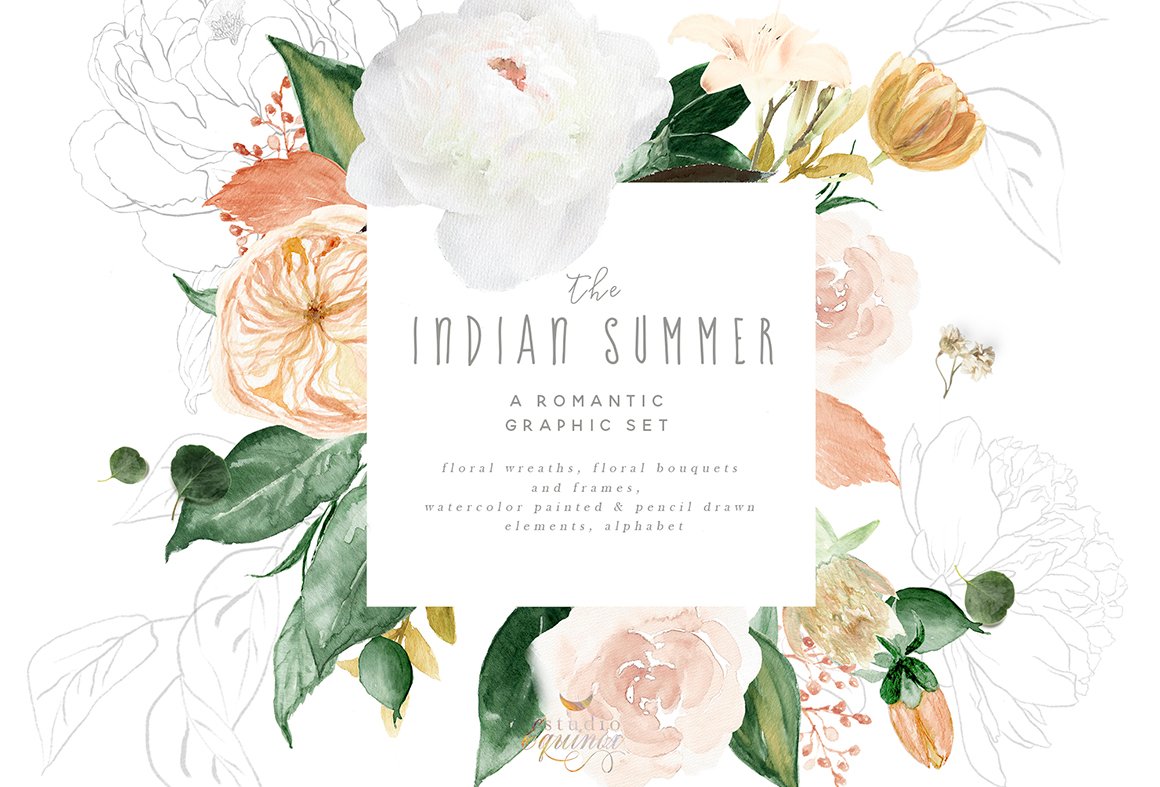 The Indian Summer - Watercolor Autumn Graphic Set