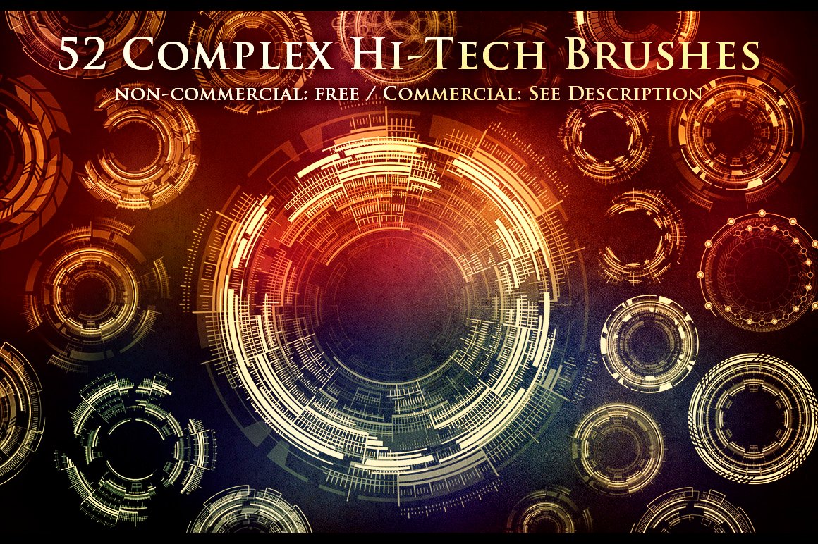 52 Complex Futuristic Circle Brushes