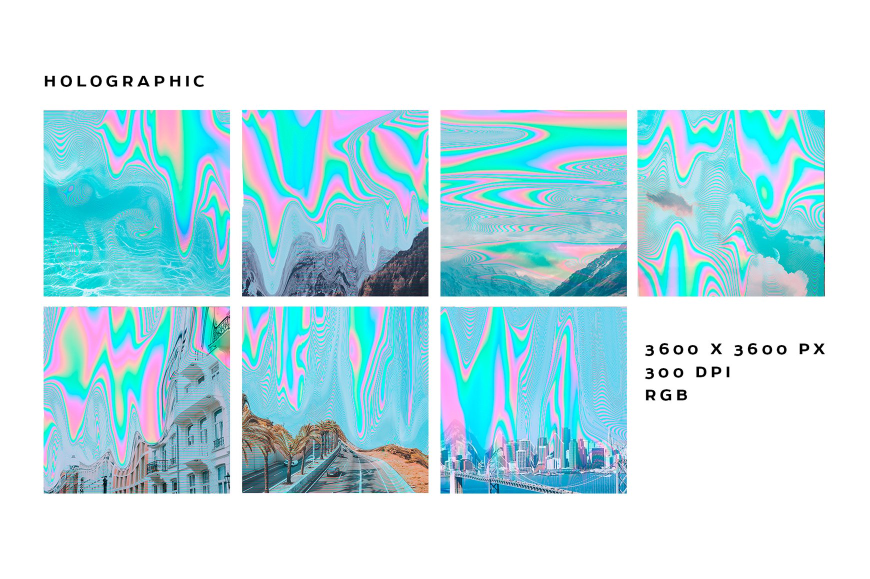 Holographic Glitch Abstract Textures