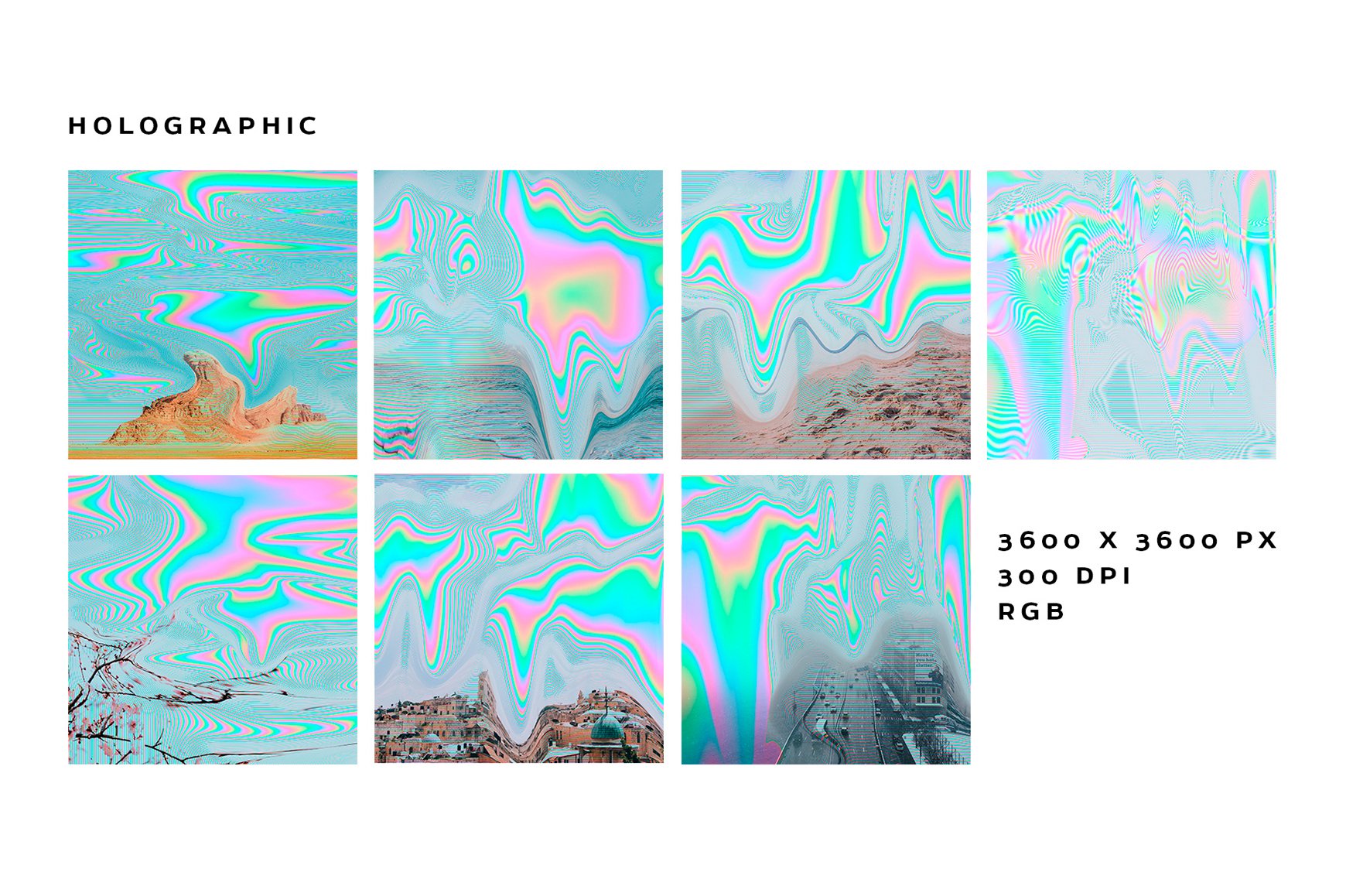 Holographic Glitch Abstract Textures