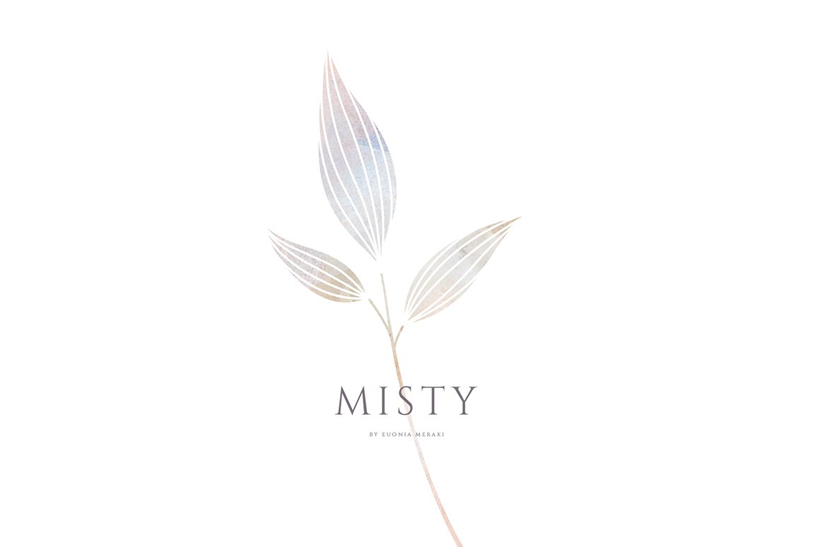 Misty - Dusty Floral Graphics and Monogram
