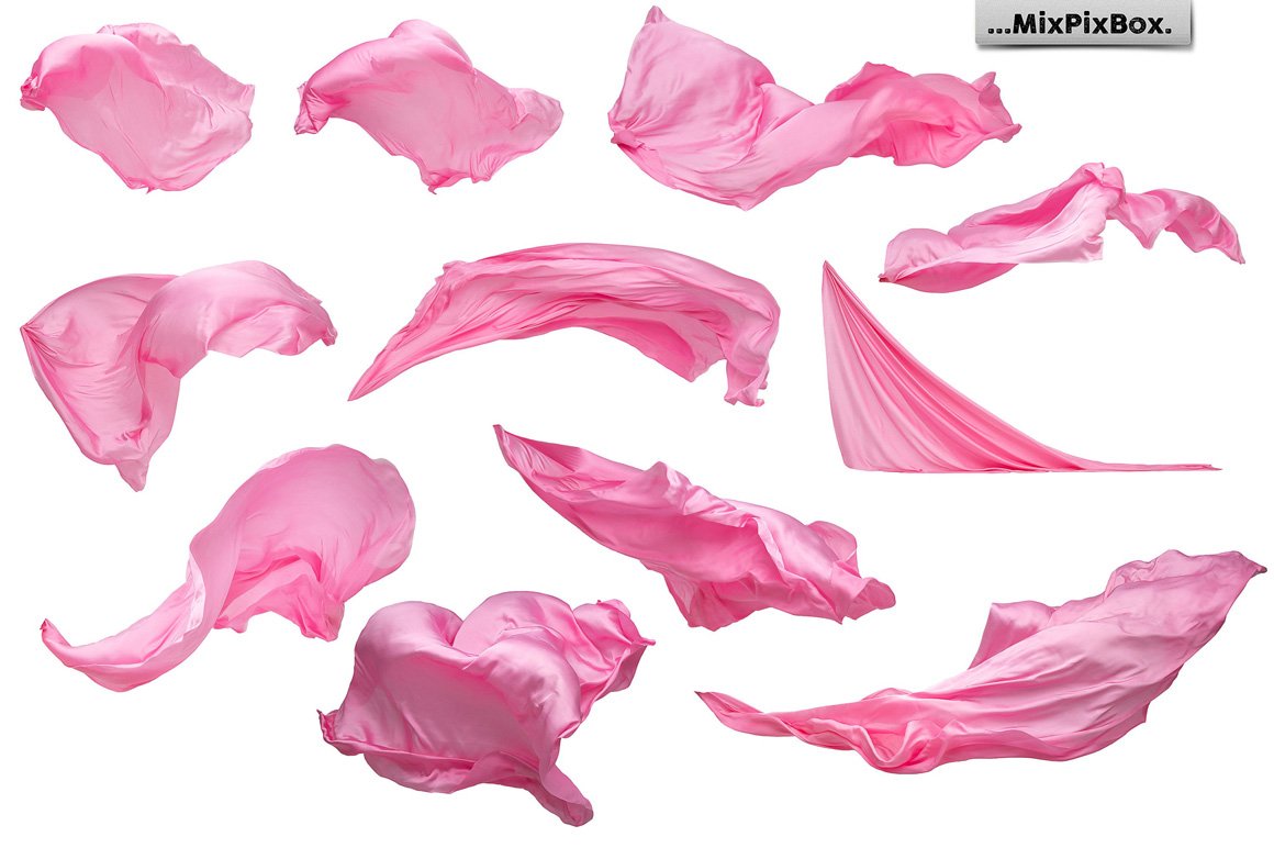 Pink Flying Fabric Photo Overlays