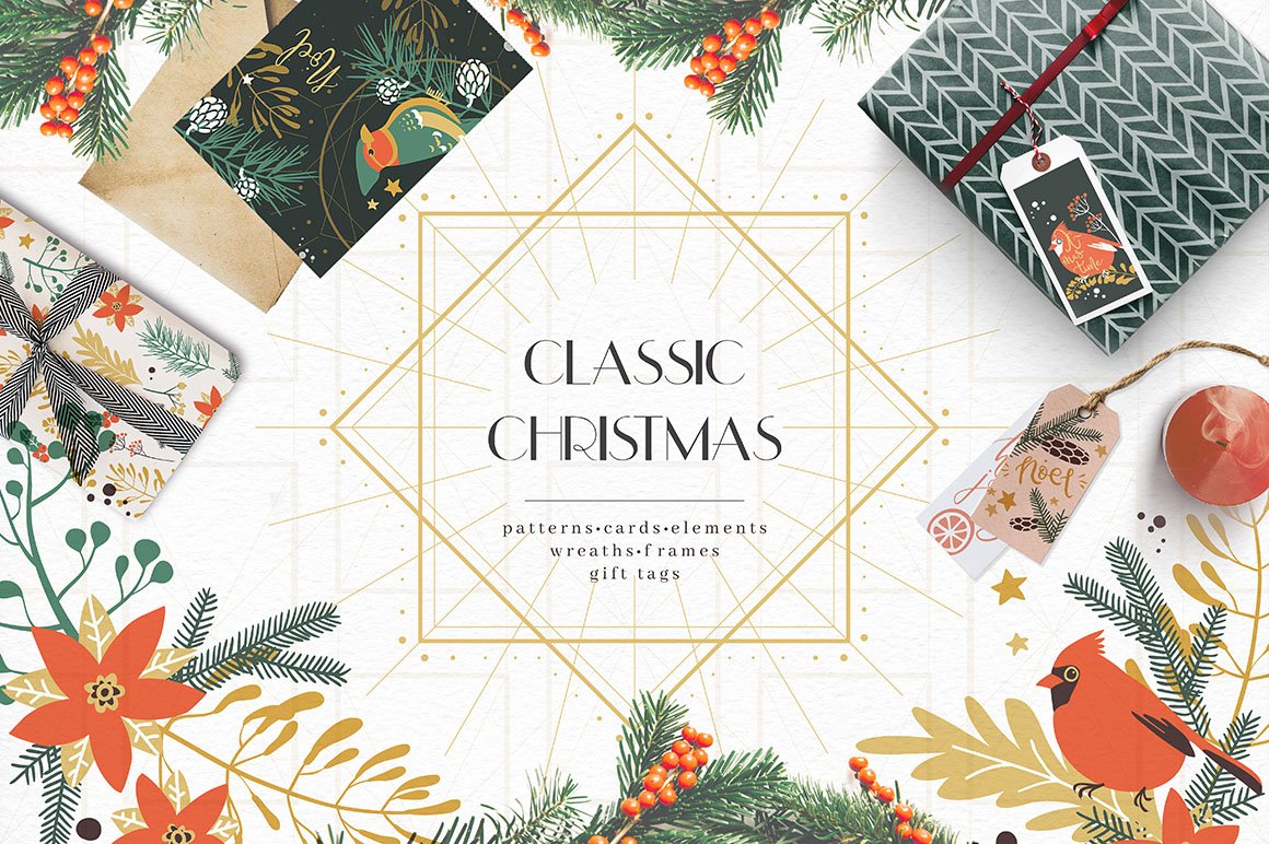 Classic Christmas Winter Clipart Set