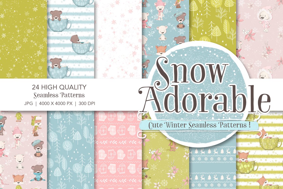 Snow Adorable Seamless Patterns