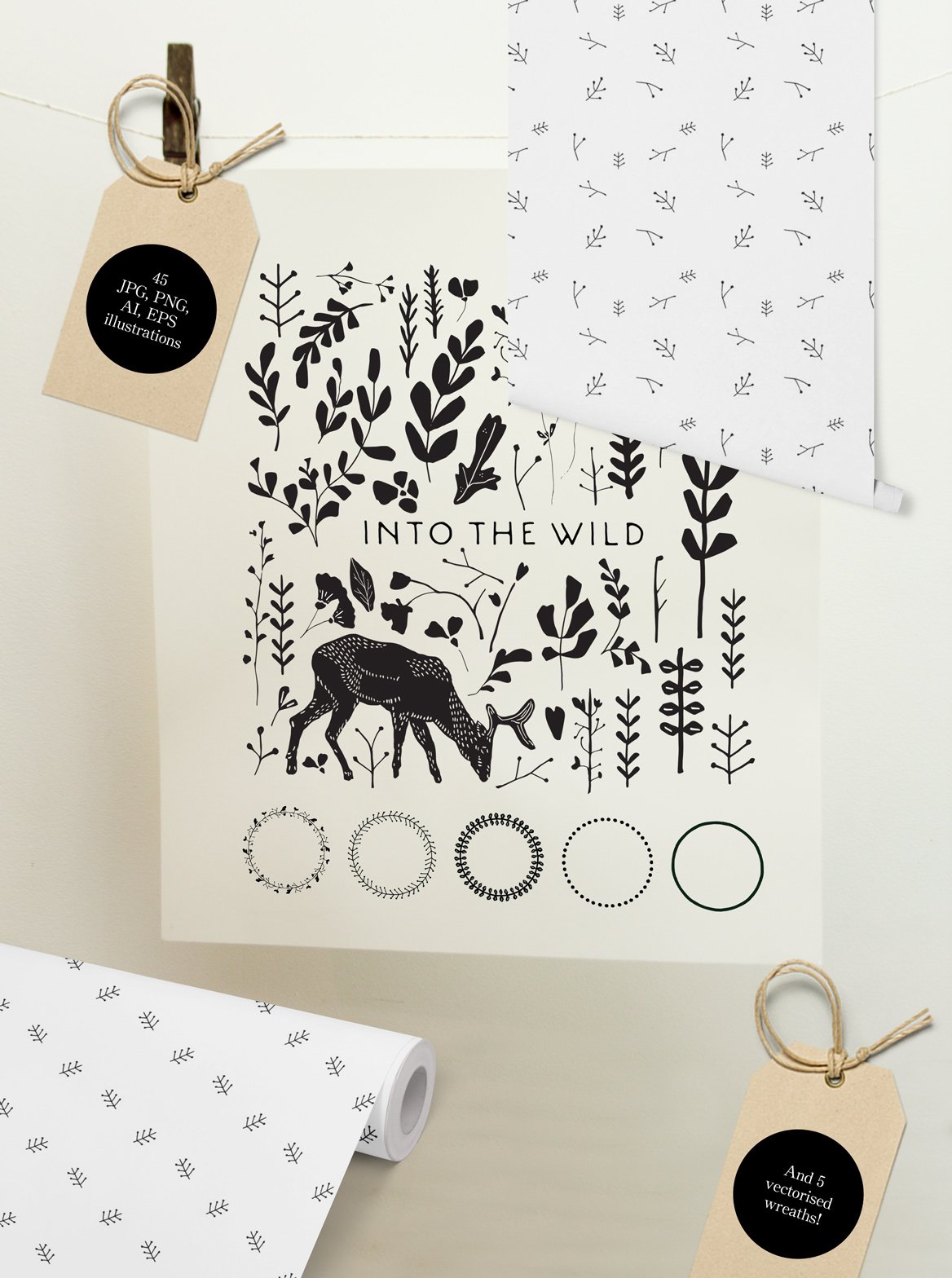 Tortoise and Deer Design Kit Patterns and Fonts