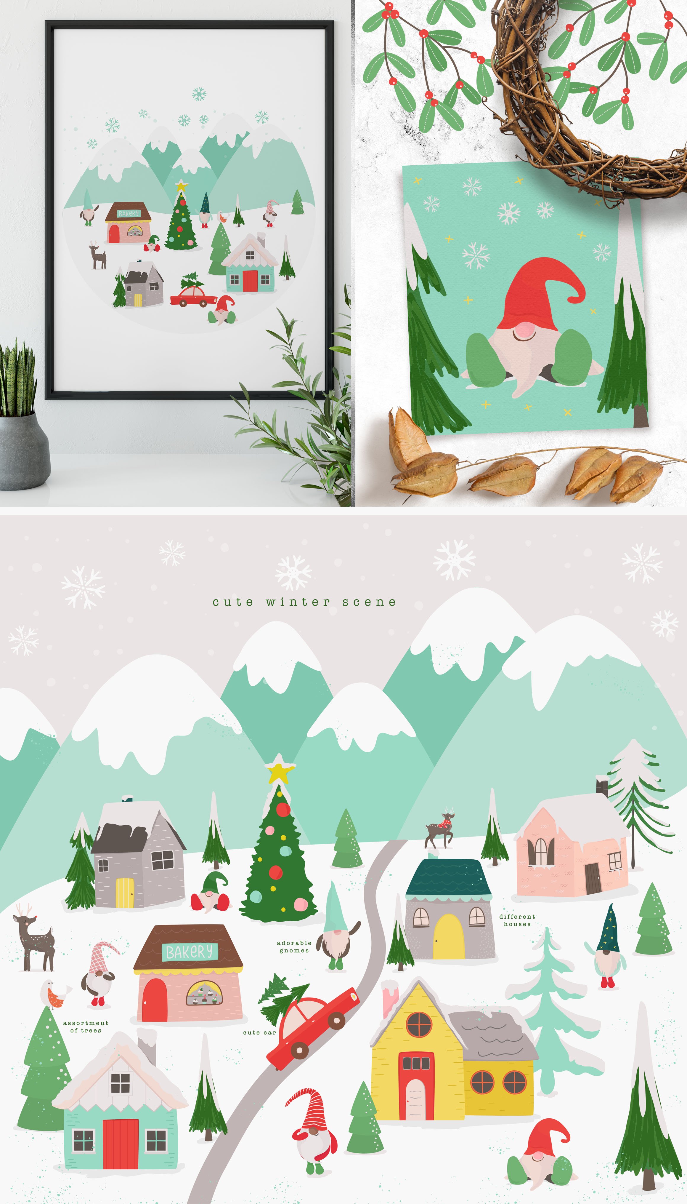 Winter Village Illustrations
