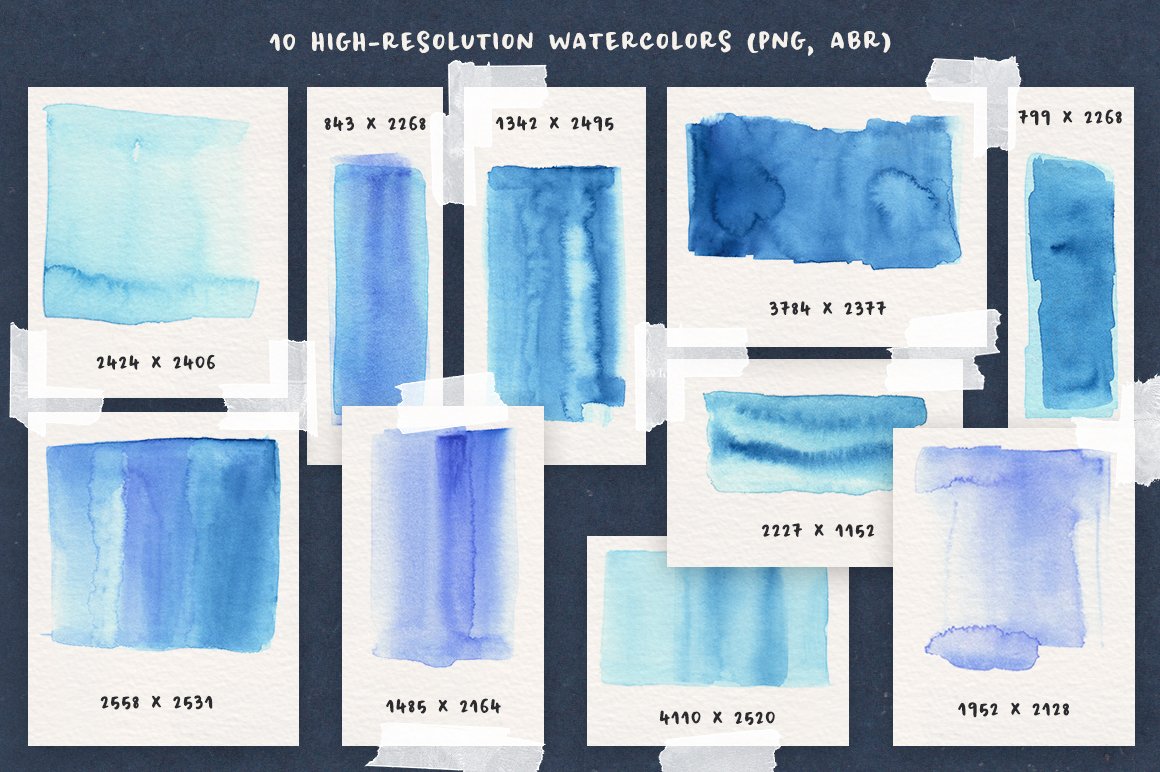 Blue Watercolor and Texture Pack