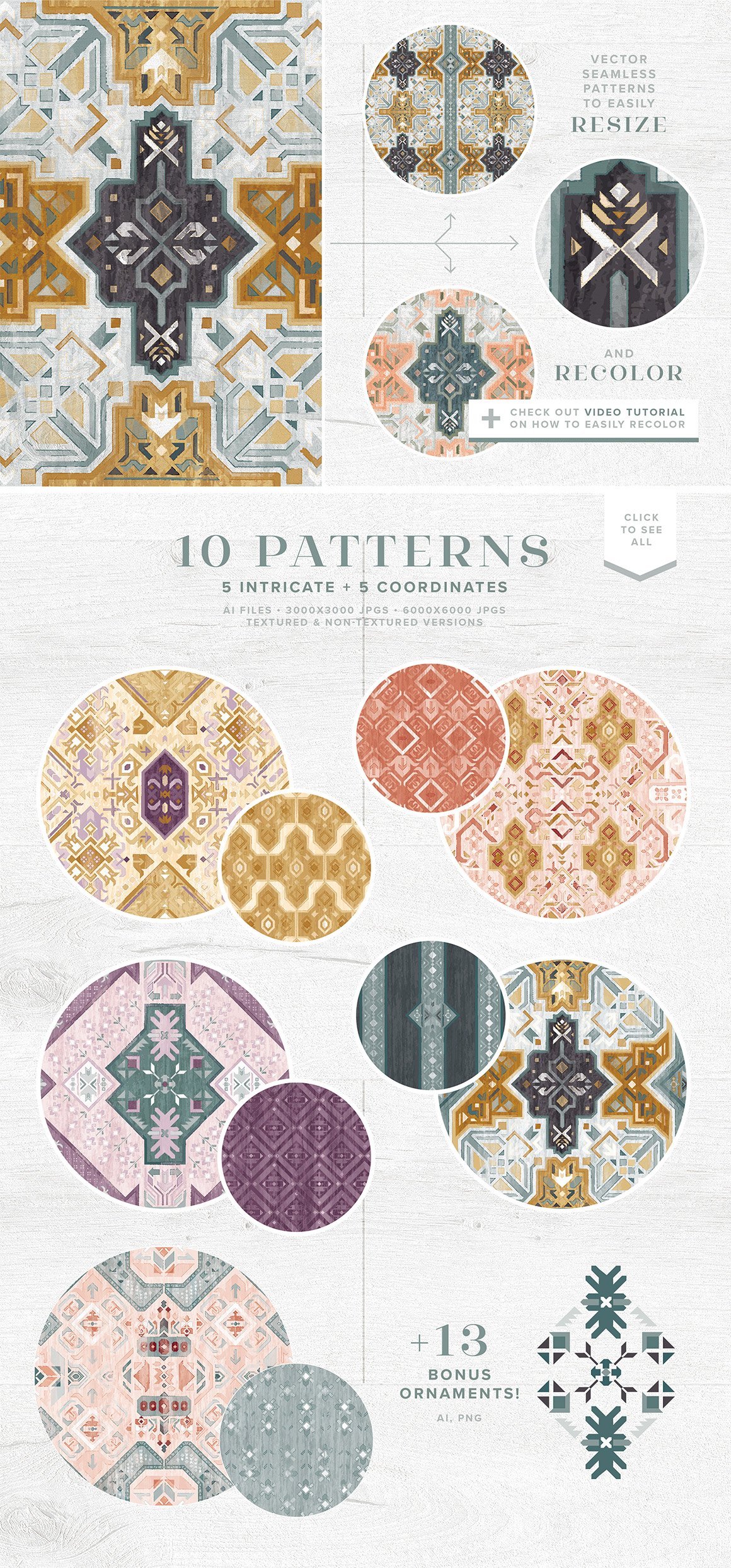 Boho Geometric Textured Patterns