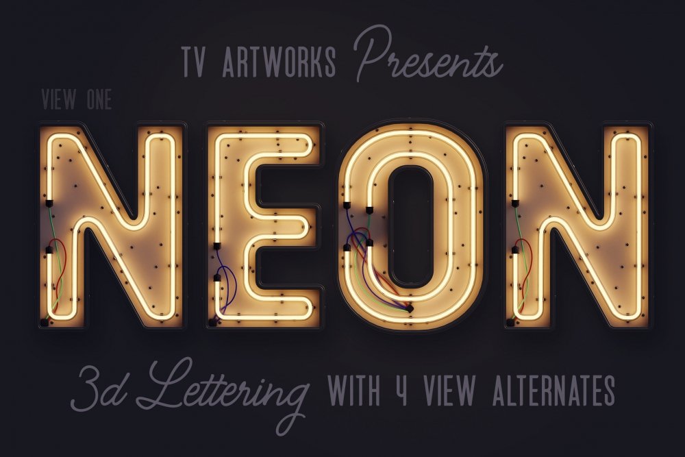 Modern Neon 3D Lettering