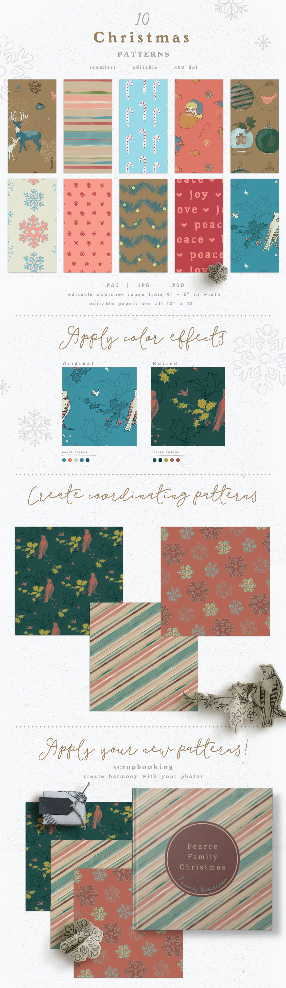 Seamless Editable Patterns - Christmas
